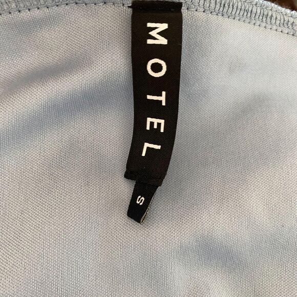 Motel Light Dark Blue Whimsygoth Crushed Velvet Floral Mini Mesh Dress S - Picture 7 of 7